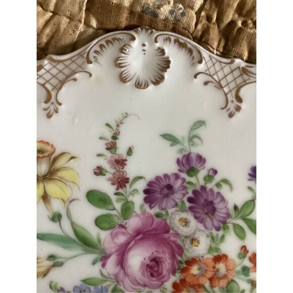 Herend Dresden Handpainted Gilded Porcelain  Single Slot Letter Holder STUNNING - Picture 10 of 10